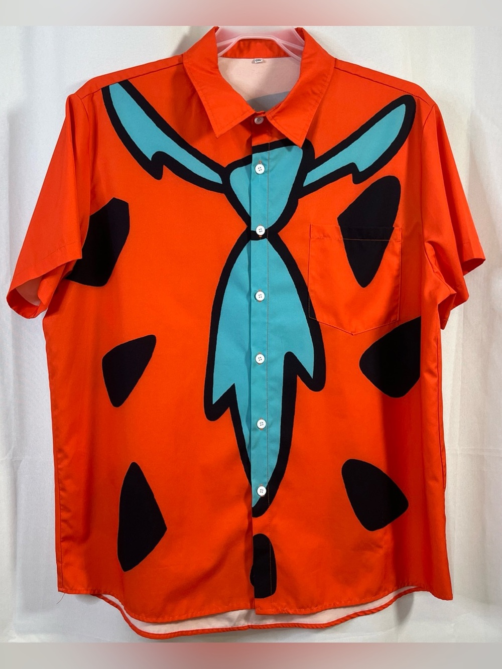 Fred Flintstone Costume Shirt Orange Cartoon Button Front Cosplay Holloween 0XL